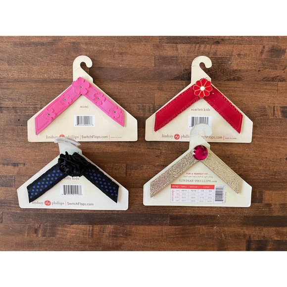 Lindsay Phillips KIDS MEDIUM Switch Flop Straps Set Of Four. Girls Summer Shoes. - Picture 2 of 2